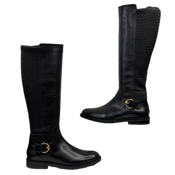 Cole Haan Women's Clover Stretch Tall Boots 6 Riding Buckle Equestrian Black NEW - Picture 3 of 10